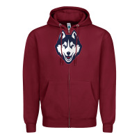 Burgundy wolf head tshirt Zipper Hoodie - linhVisuals