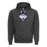 Charcoal Heather wolf head tshirt Zipper Hoodie - linhVisuals