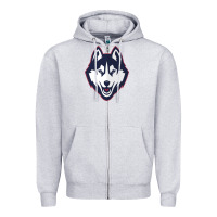 Heather Grey wolf head tshirt Zipper Hoodie - linhVisuals