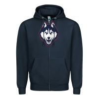 Navy wolf head tshirt Zipper Hoodie - linhVisuals
