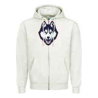 Oatmeal Heather wolf head tshirt Zipper Hoodie - linhVisuals