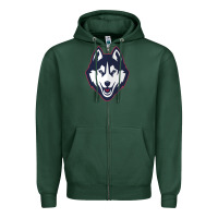 Sports Green wolf head tshirt Zipper Hoodie - linhVisuals