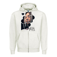 Oatmeal Heather Chishiya Alice In Borderland Zipper Hoodie - linhVisuals