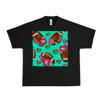 Black american football roses and hearts seamless pattern Urban Heavy Tee - BundleAndBundleShop