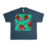 Midnight Navy american football roses and hearts seamless pattern Urban Heavy Tee - BundleAndBundleShop