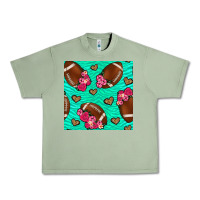 Oil Green american football roses and hearts seamless pattern Urban Heavy Tee - BundleAndBundleShop