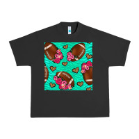 Pigment Black american football roses and hearts seamless pattern Urban Heavy Tee - BundleAndBundleShop