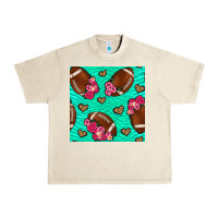 Sandshell american football roses and hearts seamless pattern Urban Heavy Tee - BundleAndBundleShop