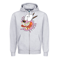 Heather Grey courage the cowardly dog Zipper Hoodie - linhVisuals