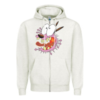 Oatmeal Heather courage the cowardly dog Zipper Hoodie - linhVisuals