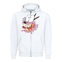 White courage the cowardly dog Zipper Hoodie - linhVisuals