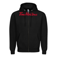 Black Tim Hortons Zipper Hoodie - linhVisuals