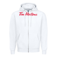 White Tim Hortons Zipper Hoodie - linhVisuals