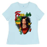 Baby Blue Free-ish since 1865 black woman Ladies Tee - FaDigitalArtStudio