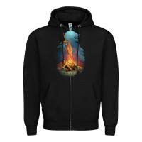 Black Souls Bonfire Zipper Hoodie - linhVisuals