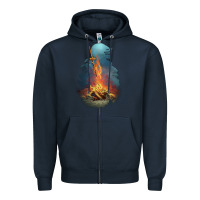 Navy Souls Bonfire Zipper Hoodie - linhVisuals