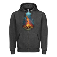 Charcoal Heather Souls Bonfire Zipper Hoodie - linhVisuals