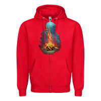 Red Souls Bonfire Zipper Hoodie - linhVisuals