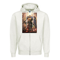 Oatmeal Heather Warhammer Characters Zipper Hoodie - linhVisuals