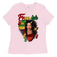 Bubblegum Pink Free-ish since 1865 black woman Ladies Tee - FaDigitalArtStudio