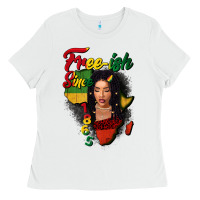 White Free-ish since 1865 black woman Ladies Tee - FaDigitalArtStudio