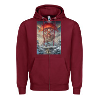 Burgundy The Painted World Zipper Hoodie - linhVisuals