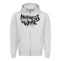 Dove Grey Motionless In White Zipper Hoodie - linhVisuals
