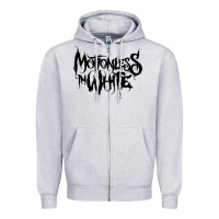 Heather Grey Motionless In White Zipper Hoodie - linhVisuals