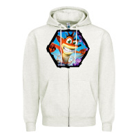 Oatmeal Heather CRASH BANDICOOT LEGENDS Zipper Hoodie - linhVisuals