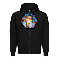 Black CRASH BANDICOOT LEGENDS Zipper Hoodie - linhVisuals