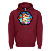 Burgundy CRASH BANDICOOT LEGENDS Zipper Hoodie - linhVisuals