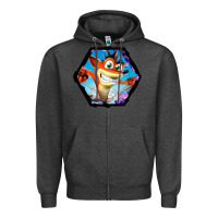 Charcoal Heather CRASH BANDICOOT LEGENDS Zipper Hoodie - linhVisuals