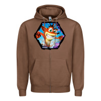 Chestnut CRASH BANDICOOT LEGENDS Zipper Hoodie - linhVisuals