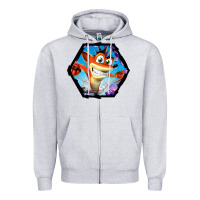 Heather Grey CRASH BANDICOOT LEGENDS Zipper Hoodie - linhVisuals