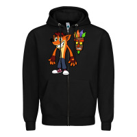 Black CRASH BANDICOOT Zipper Hoodie - linhVisuals