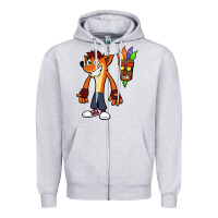 Heather Grey CRASH BANDICOOT Zipper Hoodie - linhVisuals