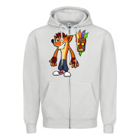 Dove Grey CRASH BANDICOOT Zipper Hoodie - linhVisuals