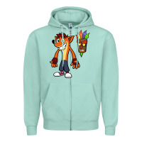 Seafoam CRASH BANDICOOT Zipper Hoodie - linhVisuals