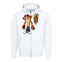 White CRASH BANDICOOT Zipper Hoodie - linhVisuals