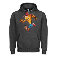 Charcoal Heather CRASH BANDICOOT Zipper Hoodie - linhVisuals