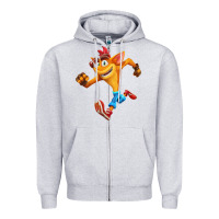 Heather Grey CRASH BANDICOOT Zipper Hoodie - linhVisuals