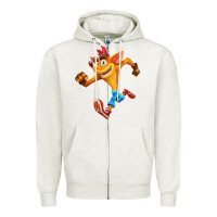 Oatmeal Heather CRASH BANDICOOT Zipper Hoodie - linhVisuals