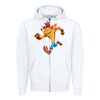 White CRASH BANDICOOT Zipper Hoodie - linhVisuals