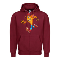 Burgundy CRASH BANDICOOT Zipper Hoodie - linhVisuals