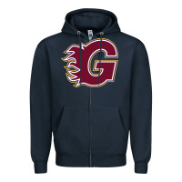 Navy guildford flames Zipper Hoodie - linhVisuals