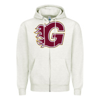 Oatmeal Heather guildford flames Zipper Hoodie - linhVisuals