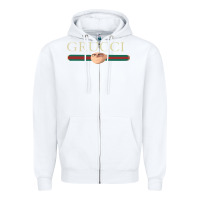 White new grucci tshirt Zipper Hoodie - linhVisuals
