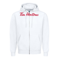 White tim horton tshirt Zipper Hoodie - linhVisuals