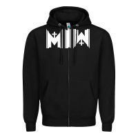 Black Motionless In White Zipper Hoodie - linhVisuals