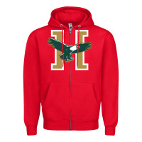 Red husson  eagles Zipper Hoodie - linhVisuals